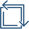 Clean illustration of a box to represent an area with a horizontal and vertical line extending out from the top right with arrows on the end of each.